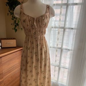 Reformation silky pink floral midi dress